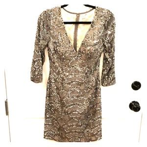 100% Silk Wyatt sequin and bead cocktail dress